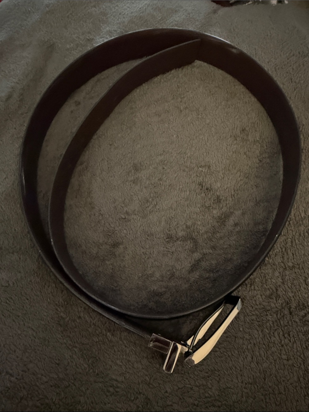 Perry Ellis Black Leather Belt with Silver Buckle